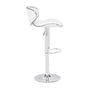 Chairs Bar Chairs - 18.7" X 18.3" X 40.9" White Leatherette Chromed Steel Bar Chair HomeRoots