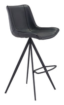 Chairs Bar Chairs - 18.7" x 22.8" x 42.1" Black, Leatherette, Stainless Steel, Bar Chair - Set of 2 HomeRoots