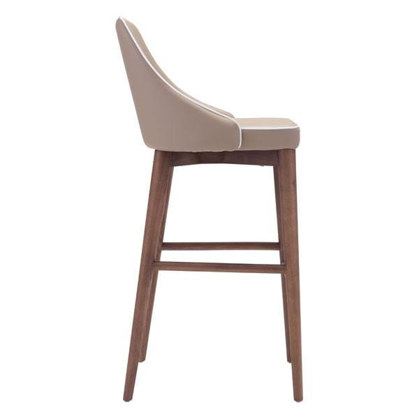 Chairs Bar Chairs - 18" X 19.7" X 19.7" Beige Leatherette Powder Coated Metal Bar Chair HomeRoots