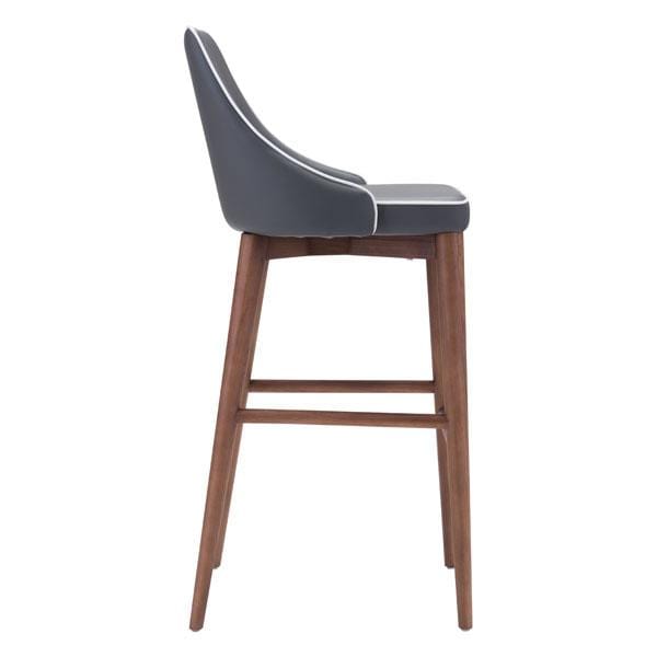 Chairs Bar Chairs - 18" X 19.7" X 40.9" Dark Gray Leatherette Powder Coated Metal Bar Chair HomeRoots