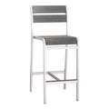 Chairs Bar Chairs - 19.3" X 23" X 44" 2 Pcs Faux Wood Brushed Aluminum Bar Armless Chair HomeRoots