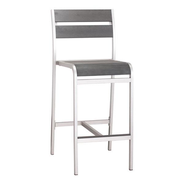 Chairs Bar Chairs - 19.3" X 23" X 44" 2 Pcs Faux Wood Brushed Aluminum Bar Armless Chair HomeRoots
