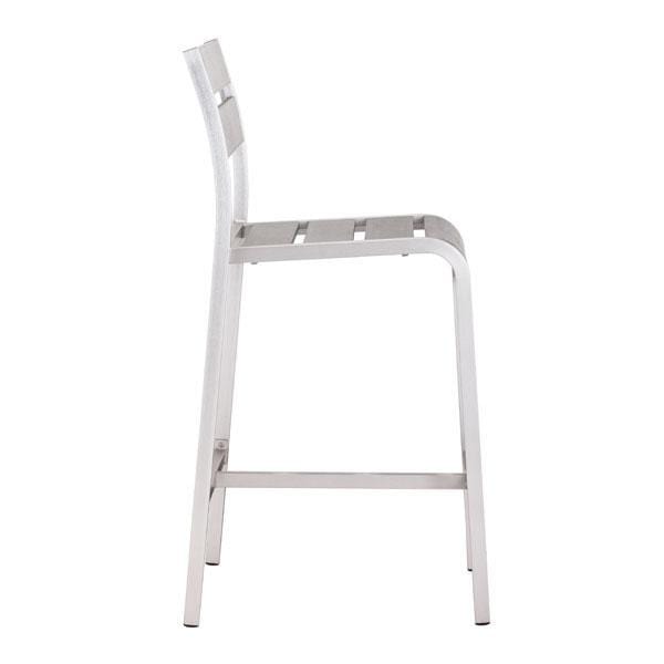 Chairs Bar Chairs - 19.3" X 23" X 44" 2 Pcs Faux Wood Brushed Aluminum Bar Armless Chair HomeRoots