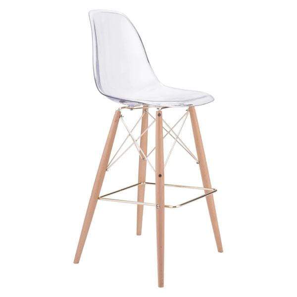 Chairs Bar Chairs - 20.3" X 21.7" X 44.3" Polycarbonate Metal And Beech Wood Bar Chair HomeRoots