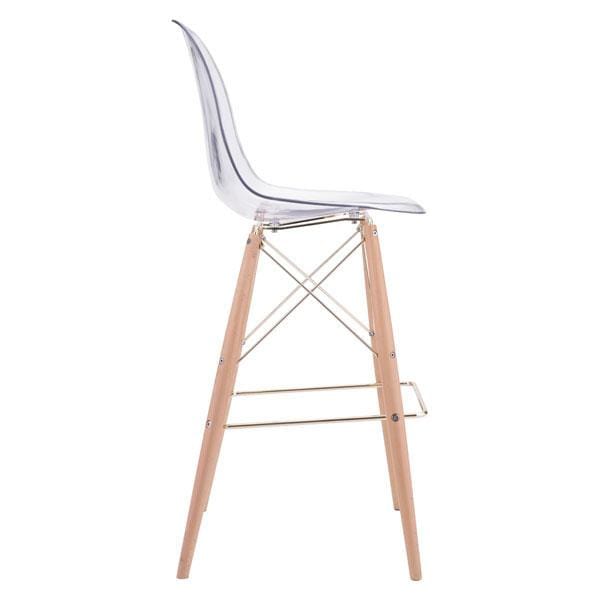 Chairs Bar Chairs - 20.3" X 21.7" X 44.3" Polycarbonate Metal And Beech Wood Bar Chair HomeRoots