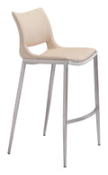 Chairs Bar Chairs - 20.9" x 21.7" x 40.9" Light Pink, Leatherette, Brushed Stainless Steel, Bar Chair - Set of 2 HomeRoots