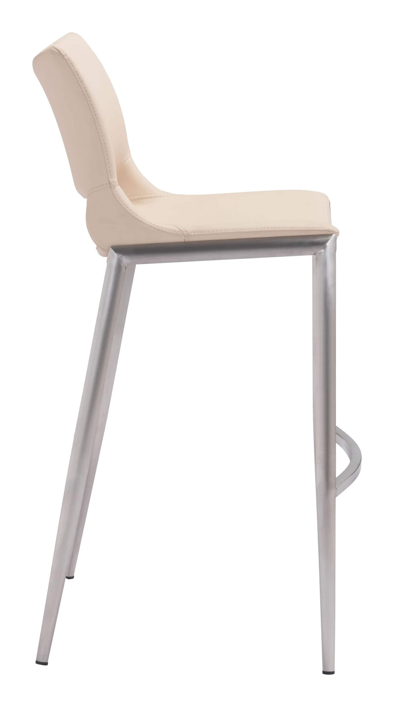 Chairs Bar Chairs - 20.9" x 21.7" x 40.9" Light Pink, Leatherette, Brushed Stainless Steel, Bar Chair - Set of 2 HomeRoots