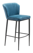 Chairs Bar Chairs - 20.9" x 21.9" x 41.3" Blue, Velvet, Stainless Steel, Bar Chair - Set of 2 HomeRoots