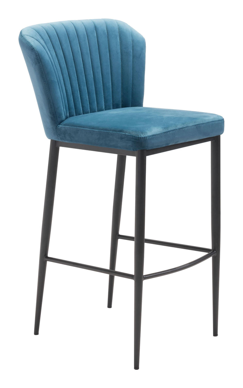 Chairs Bar Chairs - 20.9" x 21.9" x 41.3" Blue, Velvet, Stainless Steel, Bar Chair - Set of 2 HomeRoots