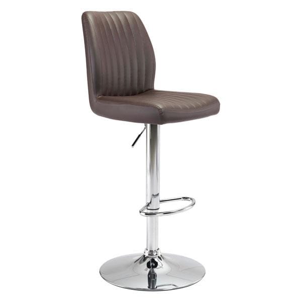 Chairs Bar Height Chairs - 17.7" X 20.5" X 46.9" Espresso Leatherette Chromed Steel Bar Chair HomeRoots