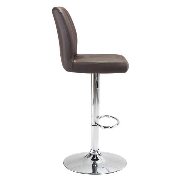 Chairs Bar Height Chairs - 17.7" X 20.5" X 46.9" Espresso Leatherette Chromed Steel Bar Chair HomeRoots