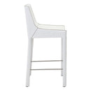 Chairs Bar Height Chairs - 18.1" X 20.5" X 39" 2 Pcs White Recycled Leather Metal Bar Chair HomeRoots