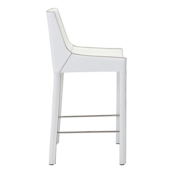 Chairs Bar Height Chairs - 18.1" X 20.5" X 39" 2 Pcs White Recycled Leather Metal Bar Chair HomeRoots