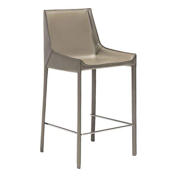 Chairs Bar Stool Chairs - 18.1" X 20.5" X 39" 2 Pcs Stone Gray Recycled Leather Metal Bar Chair HomeRoots