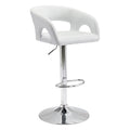 Chairs Bar Stool Chairs - 20.5" X 19.3" X 41" White Leatherette Chromed Steel Bar Chair HomeRoots