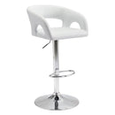 Chairs Bar Stool Chairs - 20.5" X 19.3" X 41" White Leatherette Chromed Steel Bar Chair HomeRoots