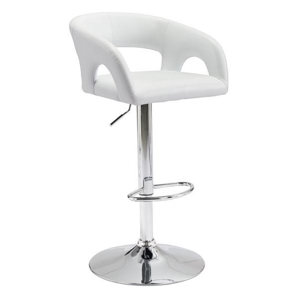 Chairs Bar Stool Chairs - 20.5" X 19.3" X 41" White Leatherette Chromed Steel Bar Chair HomeRoots