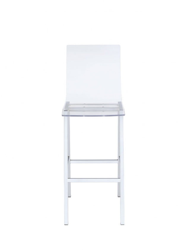 Chairs Bar Stool Chairs - 20" X 16" X 43" 2Pc Clear Acrylic And Chrome Bar Chair HomeRoots