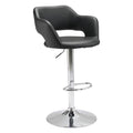 Chairs Bar Stool Chairs - 22.5" X 21.7" X 43.3" Black Leatherette Chromed Steel Bar Chair HomeRoots
