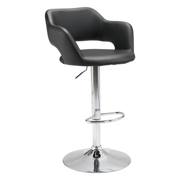 Chairs Bar Stool Chairs - 22.5" X 21.7" X 43.3" Black Leatherette Chromed Steel Bar Chair HomeRoots