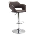 Chairs Bar Stool Chairs - 22.5" X 21.7" X 43.3" Espresso Leatherette Chromed Steel Bar Chair HomeRoots