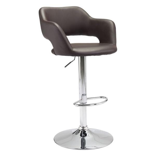 Chairs Bar Stool Chairs - 22.5" X 21.7" X 43.3" Espresso Leatherette Chromed Steel Bar Chair HomeRoots