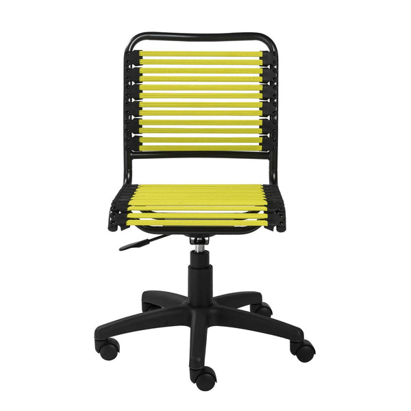 Chairs Best Office Chair - 18.12" X 24" X 37.21" Green Flat Bungie Cords Low Back Office Chair with Graphite Black Frame and Base HomeRoots