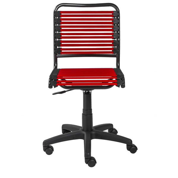 Chairs Best Office Chair - 18.12" X 24" X 37.21" Red Flat Bungie Cords Low Back Office Chair with Graphite Black Frame and Base HomeRoots