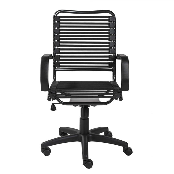 Chairs Best Office Chair - 23.04" X 25.6" X 41.74" Black Flat Bungie Cords High Back Office Chair with Graphite Black Frame and Base HomeRoots