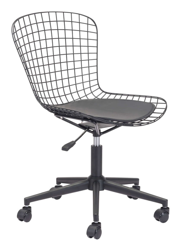 Chairs Best Office Chair - 23.2" x 23.2" x 33.1" Black, Leatherette, Chromed Steel, Office Chair w/ Cushion HomeRoots