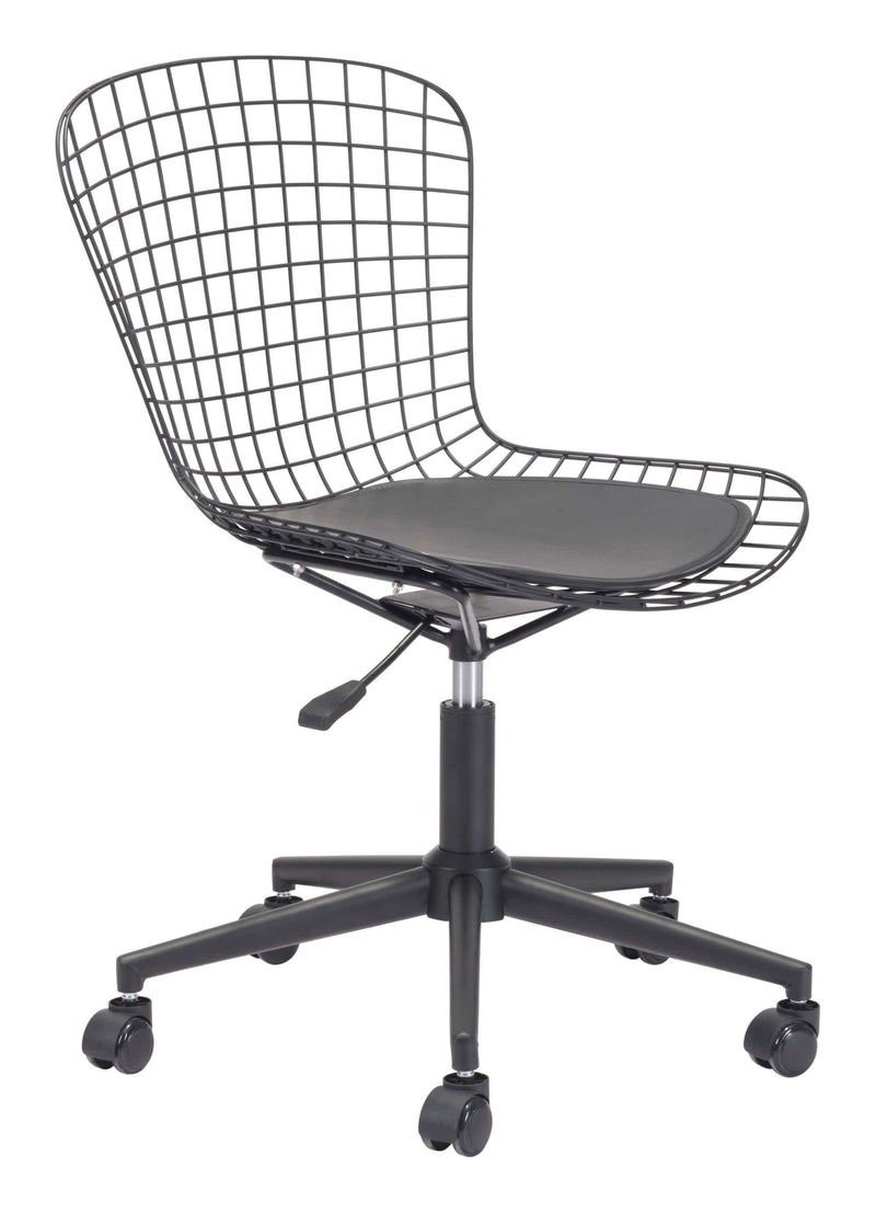 Chairs Best Office Chair - 23.2" x 23.2" x 33.1" Black, Leatherette, Chromed Steel, Office Chair w/ Cushion HomeRoots