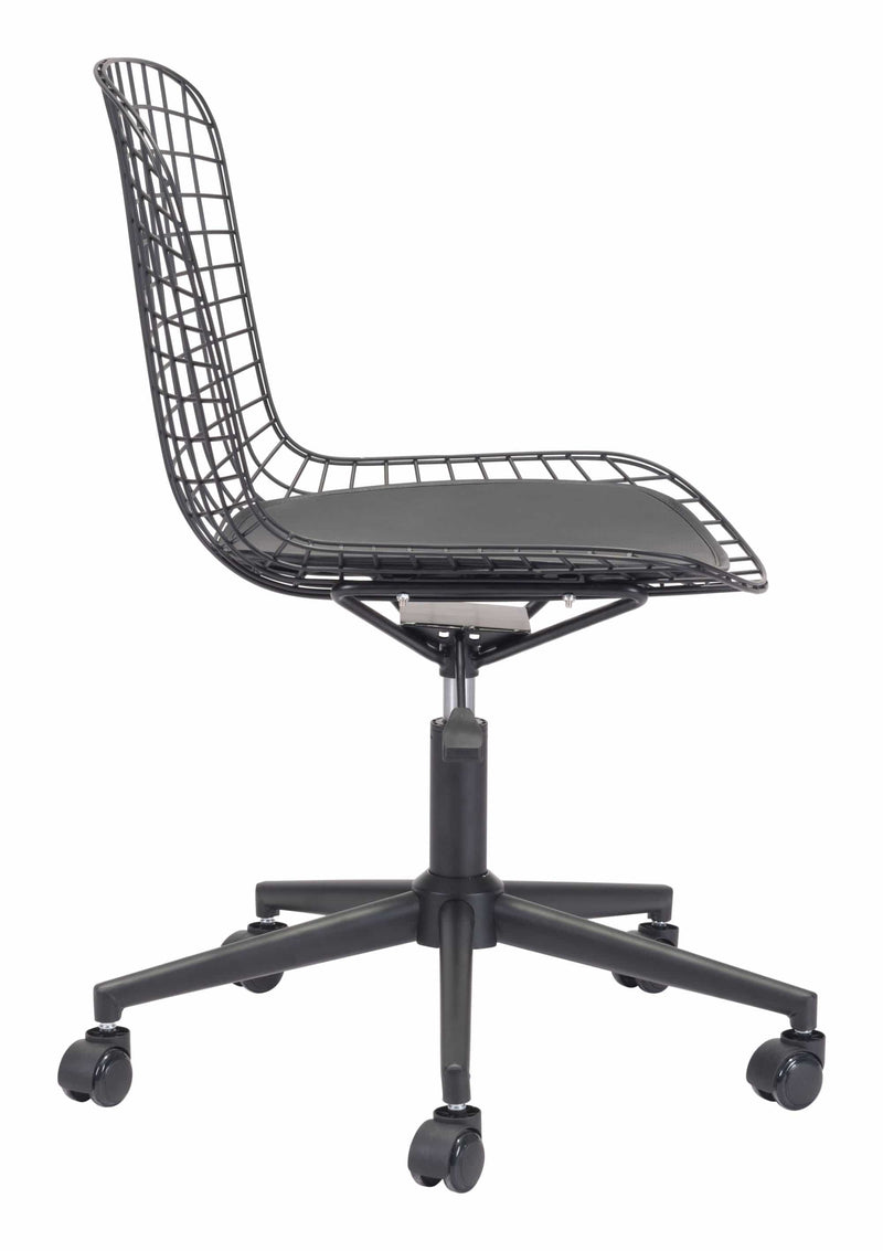 Chairs Best Office Chair - 23.2" x 23.2" x 33.1" Black, Leatherette, Chromed Steel, Office Chair w/ Cushion HomeRoots