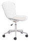 Chairs Best Office Chair - 23.2" x 23.2" x 33.1" Chrome w/ White, Leatherette, Chromed Steel, Office Chair w/ Cushion HomeRoots