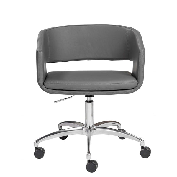 Chairs Best Office Chair - 24.41" X 24.81" X 33.08" Office Chair in Gray with Chromed Steel Base HomeRoots