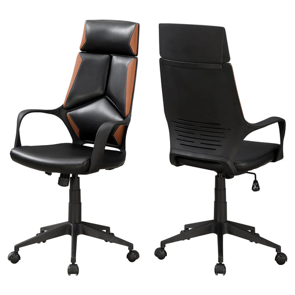 Chairs Best Office Chair - 24'.5" x 25" x 95'.5" Black, Brown, Foam, Metal Leather-Look - Office Chair HomeRoots