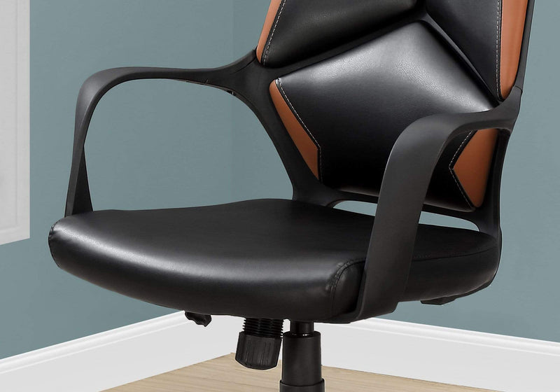 Chairs Best Office Chair - 24'.5" x 25" x 95'.5" Black, Brown, Foam, Metal Leather-Look - Office Chair HomeRoots