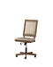 Chairs Best Office Chair - 24" X 22" X 41" Champagne PU Antique Gold Wood Upholstered (Seat) Executive Office Chair HomeRoots
