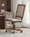 Chairs Best Office Chair - 24" X 22" X 41" Champagne PU Antique Gold Wood Upholstered (Seat) Executive Office Chair HomeRoots