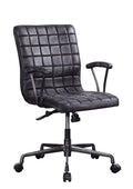 Chairs Best Office Chair - 24" X 25" X 36" Vintage Black Top Grain Leather Aluminum Metal Upholstered (Seat) Casters Engineered Wood Executive Office Chair HomeRoots