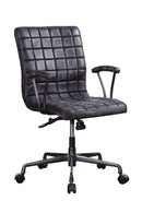 Chairs Best Office Chair - 24" X 25" X 36" Vintage Black Top Grain Leather Aluminum Metal Upholstered (Seat) Casters Engineered Wood Executive Office Chair HomeRoots