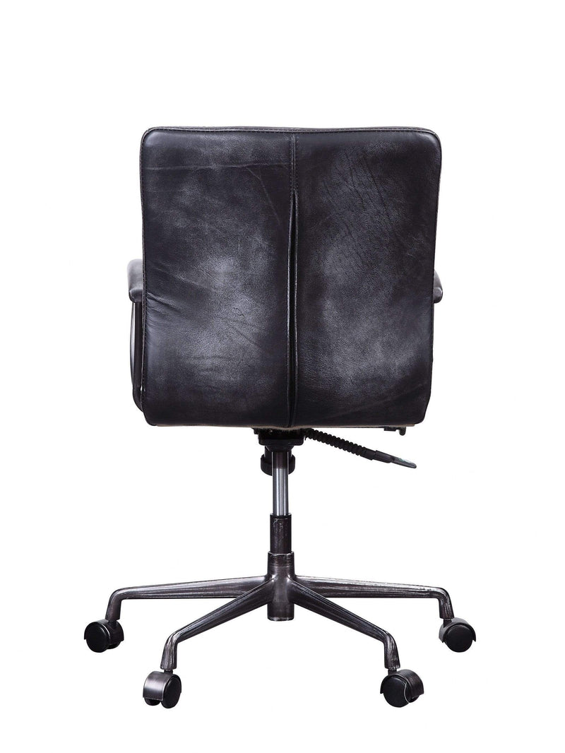 Chairs Best Office Chair - 24" X 25" X 36" Vintage Black Top Grain Leather Aluminum Metal Upholstered (Seat) Casters Engineered Wood Executive Office Chair HomeRoots