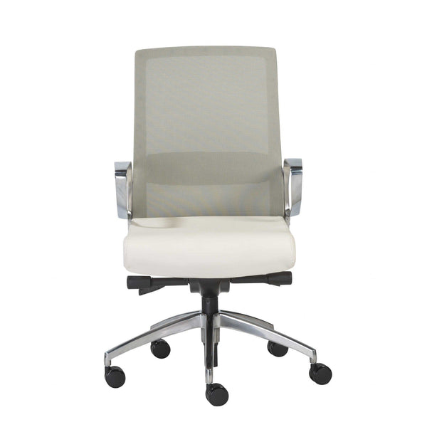 Chairs Best Office Chair - 25.99" X 24.81" X 42.92" Light Green Leatherette seat/Mesh Back Office Chair with Polished Aluminum Base HomeRoots