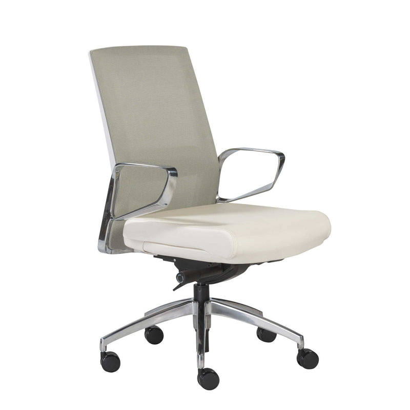 Chairs Best Office Chair - 25.99" X 24.81" X 42.92" Light Green Leatherette seat/Mesh Back Office Chair with Polished Aluminum Base HomeRoots