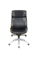 Chairs Best Office Chair - 26" X 23" X 49" Black Bonded Leather Walnut Metal Wood Upholstered (Seat) Casters Executive Office Chair HomeRoots