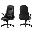 Chairs Best Office Chair - 28'.5" x 29'.5" x 94" Black, Leather Look High Back - Executive Office Chair HomeRoots