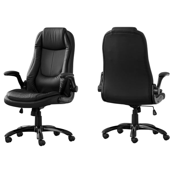 Chairs Best Office Chair - 28'.5" x 29'.5" x 94" Black, Leather Look High Back - Executive Office Chair HomeRoots