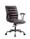 Chairs Best Office Chair - 28" X 25" X 38" Distress Chocolate Top Grain Leather Metal Upholstered (Seat) Casters Engineered Wood Executive Office Chair HomeRoots