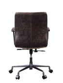 Chairs Best Office Chair - 28" X 25" X 38" Distress Chocolate Top Grain Leather Metal Upholstered (Seat) Casters Engineered Wood Executive Office Chair HomeRoots