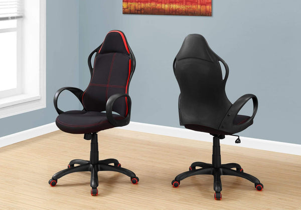 Chairs Best Office Chair - 46" Black and Red Fabric, MDF, Metal, Polypropylene Multi Position Office Chair HomeRoots