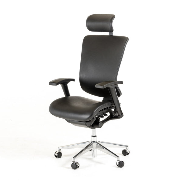 Chairs Best Office Chair - 53" Black Leather, Plastic, and Aluminum Office Chair HomeRoots